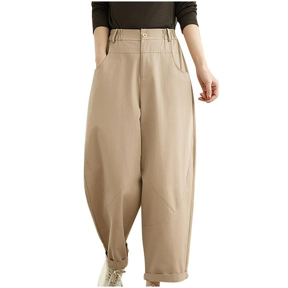 Bixock Women Fall and Winter Clothes,Women Casual Pants,Women's Spliced Casual Pants with Elastic Waist Solid Color and Versatile Harun Pants