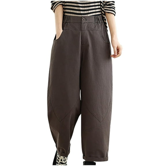 Bixock Women Fall and Winter Clothes,Women Casual Pants,Women's Spliced Casual Pants with Elastic Waist Solid Color and Versatile Harun Pants