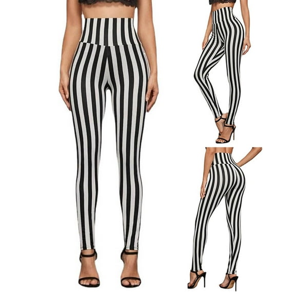 Bixock Women Fall and Winter Clothes,Women Casual Pants,Women's Vertical-Striped Multi-Color Stretch High Waist Base Pants