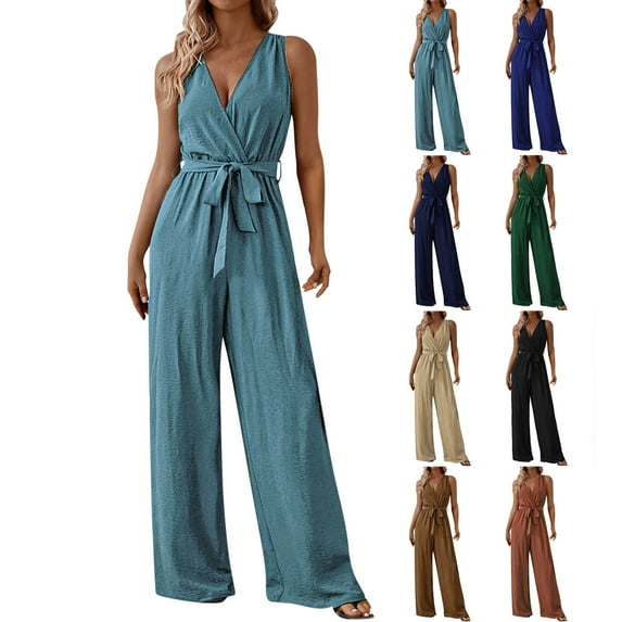 Bixock Women Fall and Winter Clothes,Women Casual Pants,Womens Fashion Fall Solid Casual Sleeveless Suspender Jumpsuit
