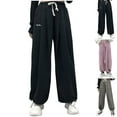 thumbnail image 1 of Bixock Women Fall and Winter Clothes,Women Casual Pants,Womens Vertical Leg Tied Straight Tube Loose Casual Pocket Embroidered Wide Leg Pants, 1 of 5