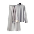 thumbnail image 1 of Bixock Women Fall and Winter Outfit Set,Women Two-piece Set,Set for Women Color Block Turtleneck Long Sleeve Knit Sweater and Pants Cozy Winter Set, 1 of 3