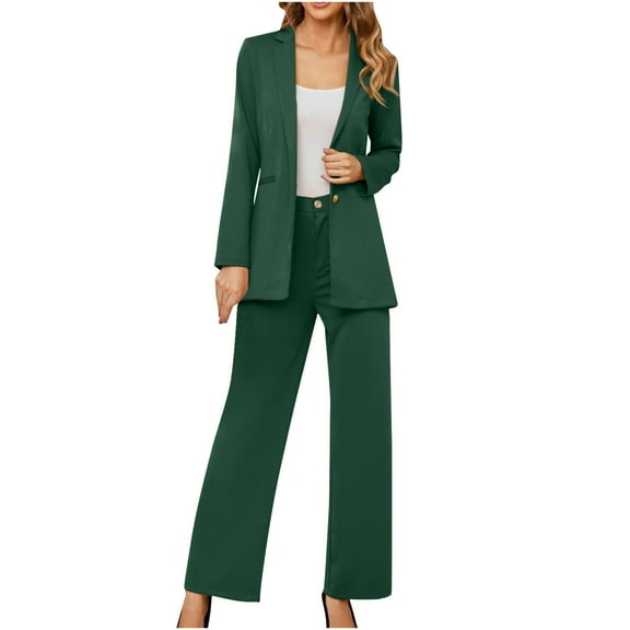 Bixock Women Fall and Winter Outfit Set,Women Two-piece Set,Set for Women Notched Lapel Blazer and Trousers Sophisticated Office Wear Set