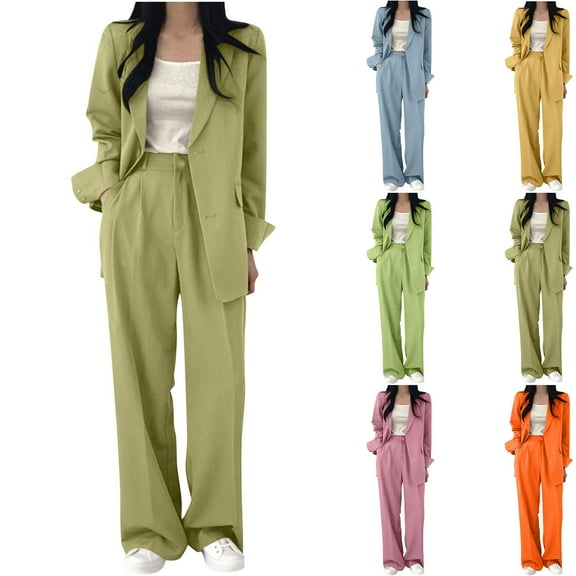 Bixock Women Fall and Winter Outfit Set,Women Two-piece Set,Set for Women Sophisticated Notched Collar Blazer and Dress Pants Wear Set