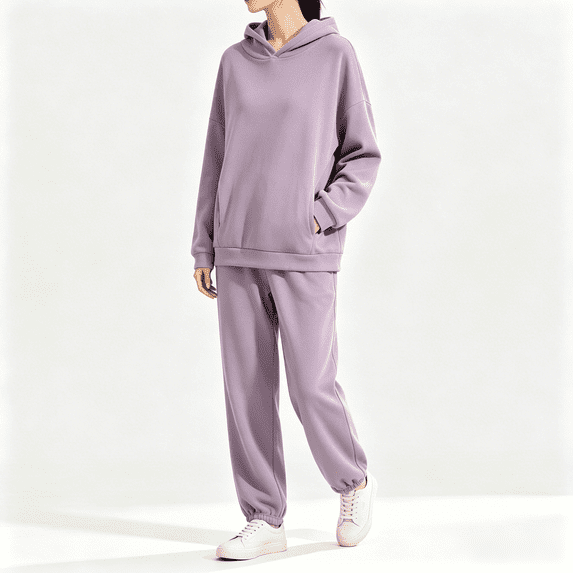 Bixock Women Fall and Winter Outfit Set,Women Two-piece Set,Women Casual Set Solid Color Hooded Long Sleeve Top and Jogger Pants Athletic Wear Set