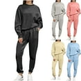 thumbnail image 1 of Bixock Women Fall and Winter Outfit Set,Women Two-piece Set,Women Fall and Winter Outfit Set Solid Color Fleece Lined Sweatshirt and Jogger Pants Set, 1 of 5