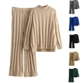 thumbnail image 1 of Bixock Women Fall and Winter Outfit Set,Women Two-piece Set,Women Fall and Winter Outfit Set Turtleneck Long Knit Top and Wide Leg Pants Cozy Set, 1 of 3