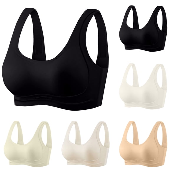 Bixock Women Jelly Bras No Underwire Solid Color Wirefree Bras 3 Line Back Hook Push Up Racerback Daily Comfortable Soft Bras