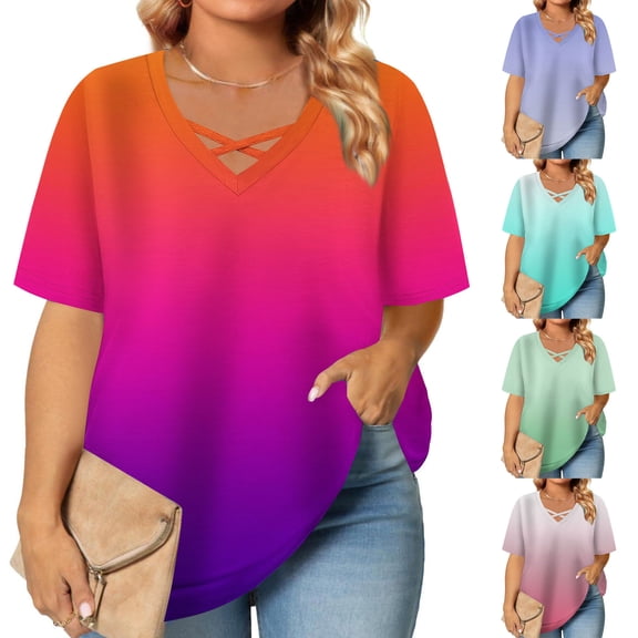 Bixock Women Lightweight Casual Tops,Blouse for Women,Solid Color Round Neck Pullover Short Sleeve Loose Comfortable Everyday Top