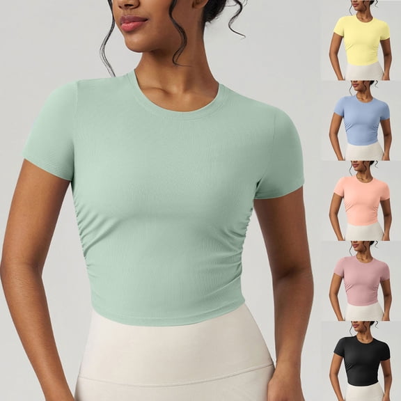 Bixock Women Lightweight Casual Tops,Fashion Blouse for Women,Flounce Sleeve Short Sleeve Shirt Style Loose Top