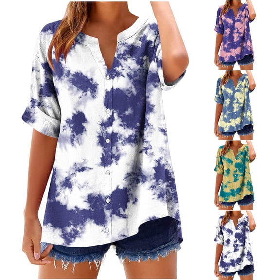 Bixock Women Lightweight Casual Tops,Fashion Blouse for Women,Solid Color V Neck Pocket Hooded Drawstring Short Sleeve Top