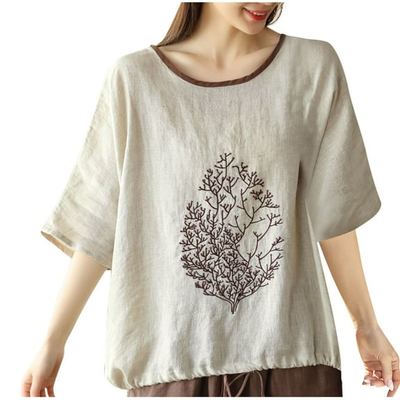 Bixock Plus Size Casual Tops for Women,Short Sleeve Shirt for Women,Shirt for Women 3/4 Sleeve Round Neck Solid Color Basic Blouse Tops