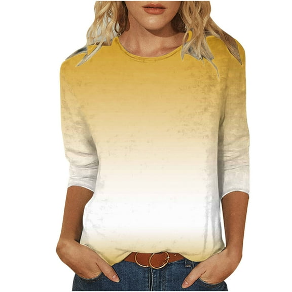 Bixock Plus Size Casual Tops for Women,Short Sleeve Shirt for Women,Shirt for Women 3/4 Sleeve Round Neck Print Casual Blouse Loose Style Tops