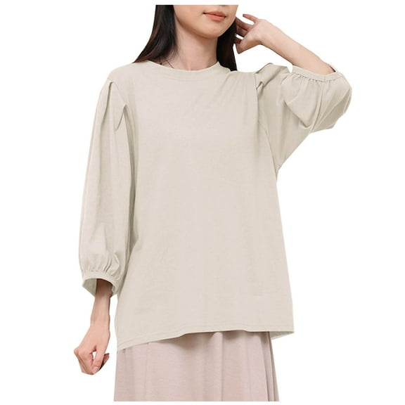 Bixock Women Lightweight Tops,Fashion Blouse for Women,Letter Print Round Neck3/4 Sleeve Comfortable Loose Top