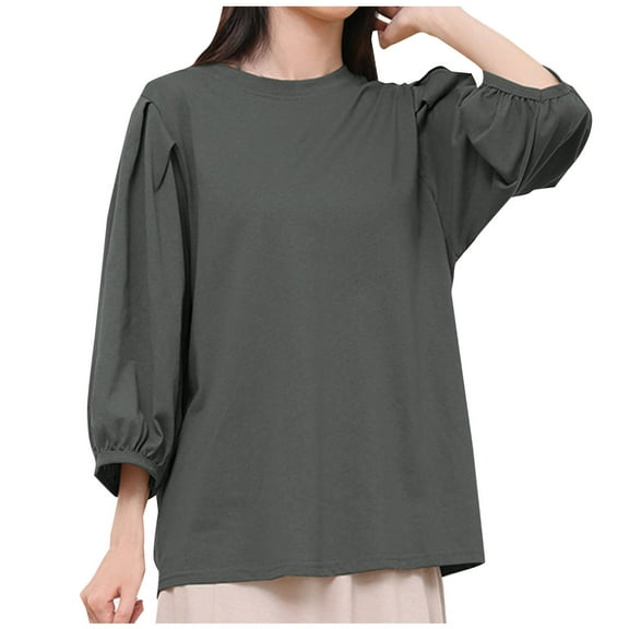 Bixock Women Lightweight Tops,Fashion Blouse for Women,Letter Print Round Neck3/4 Sleeve Comfortable Loose Top