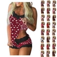 thumbnail image 1 of Bixock Women Loungewear Set Valentines Pajamas for Women Heart Print Lace Camisole Tank Top Sleeveless Patchwork Short Pants Casual Sleepwear, 1 of 6