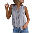 thumbnail image 1 of Bixock Womens Tank Tops Summer Sleeveless Shirts Solid Color Chiffon Composite Ruffle Detail V Neck Blouse Lightweight Travel Vacation Clothes, 1 of 4