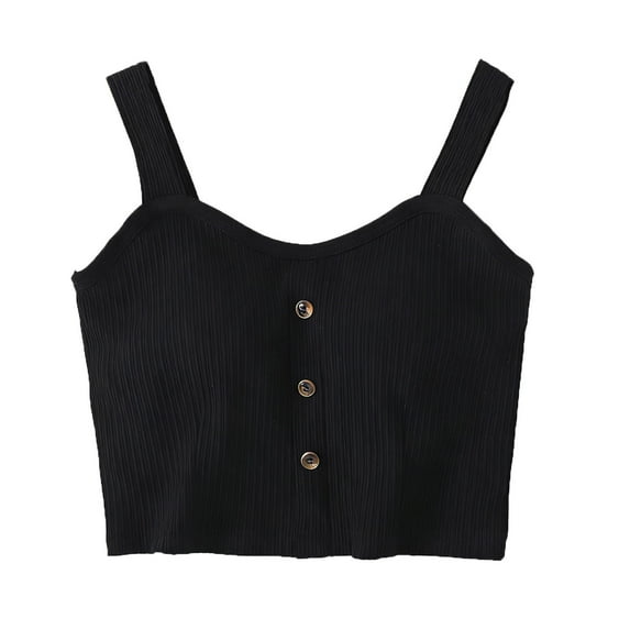 Bixock Women Plus Size Tops,Blouse for Women Solid Color Sleeveless Cropped Button Front Built in Bra Tops