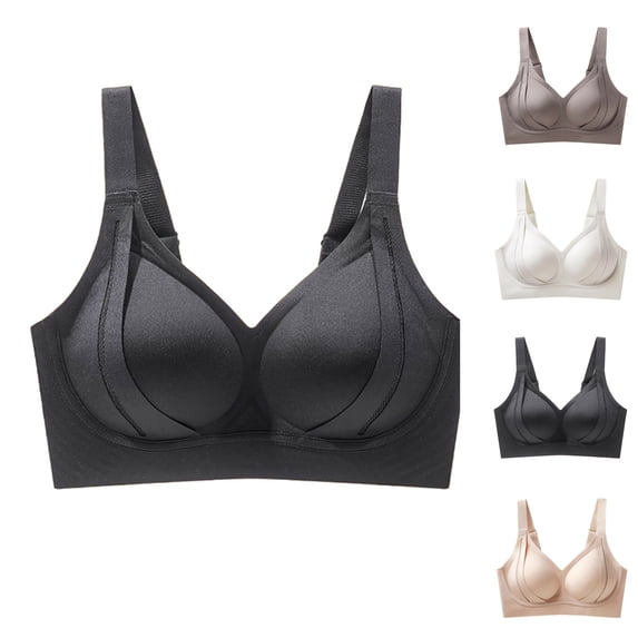 Bixock Bras for Women Push Up Wireless Bras Solid Color Seamless Bras Thin Breathable Soft Support Side Breast Control Everyday Casual Daily Bras