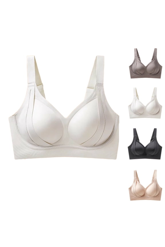 Bras for Women Push Up Wireless Bras Solid Color Seamless Bras Thin Breathable Soft Support Side Breast Control Everyday Casual Daily Bras