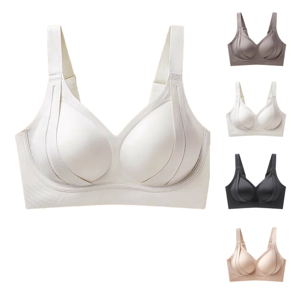 Bixock Bras for Women Push Up Wireless Bras Solid Color Seamless Bras Thin Breathable Soft Support Side Breast Control Everyday Casual Daily Bras