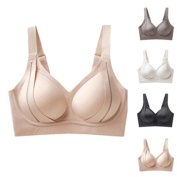 Bixock Bras for Women Push Up Wireless Bras Solid Color Seamless Bras Thin Breathable Soft Support Side Breast Control Everyday Casual Daily Bras