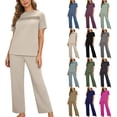 thumbnail image 1 of Bixock Women's 2 Piece Casual Set,Summer Active Sports Outfit,Leisure Sports Ruched Pocket Long Pants Solid Color Set, 1 of 9