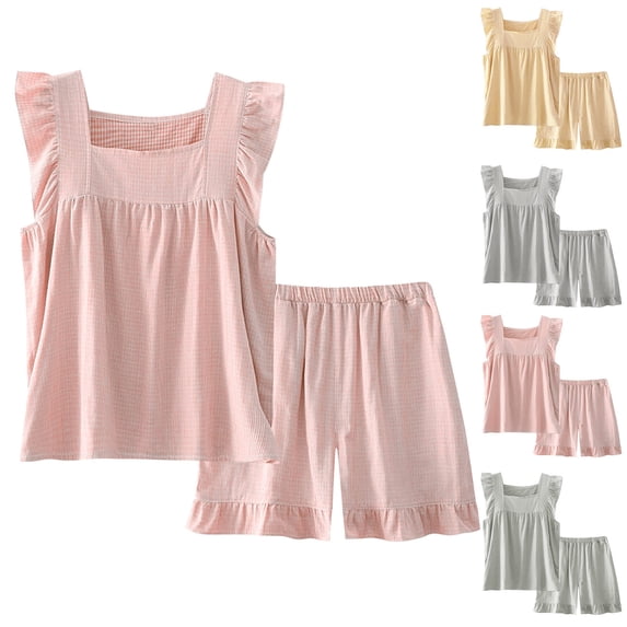 Bixock Women's 2 Piece Homewear Set,Tank Top Shorts Outfits,100% Thin Pajama Set Sleeveless Tank Outdoor Wear Loungewear