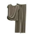 thumbnail image 1 of Bixock Women's 2 Piece Loose Outfits,Short Sleeve Long Pants Outfit,Crew Neck Sleeveless Top Loose Leisure Outdoor Wear Pants Set, 1 of 4