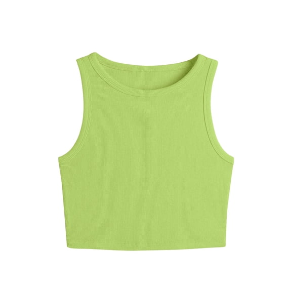 Bixock Women's Activewear Tank Tops,Workout Yoga Blouse,Solid Color Round Neck Crop Fashion Shirt Style Wear Tops
