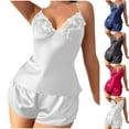 thumbnail image 1 of Bixock Women's Cami Top Pajama Set,2 Piece Homewear Outfits,Cami Satin Lace Patchwork Top Shorts Loungewear Set, 1 of 5