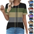 thumbnail image 1 of Bixock Women's Casual Crew Neck T-Shirts,Color Blocking Crew Neck Tops,Random 2 Tone Print Ruched Pullover Shirt Soft Stretchable Daily Leisure Tops, 1 of 5