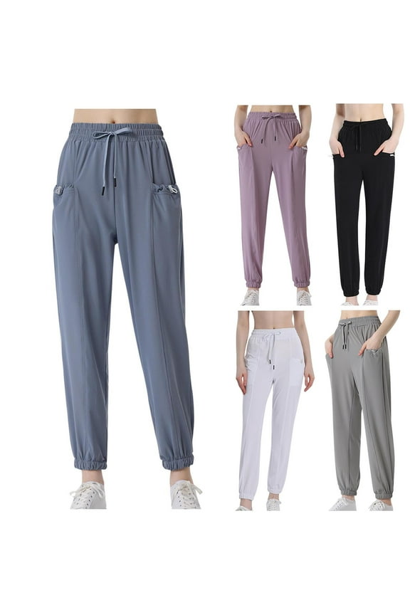 Women's Joggers Pants,Athleisure Casual Pants,Women Solid Color Fashion Loose Stretch Pocket Cuffed Running Workout Gym Yoga Sports Pants
