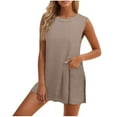 thumbnail image 1 of Bixock Women's Knitted 2 Piece Set,Tank Top Shorts Outfits,Solid Color Knit Loose Crew Neck Tank Top Leisure Outfit Set, 1 of 5