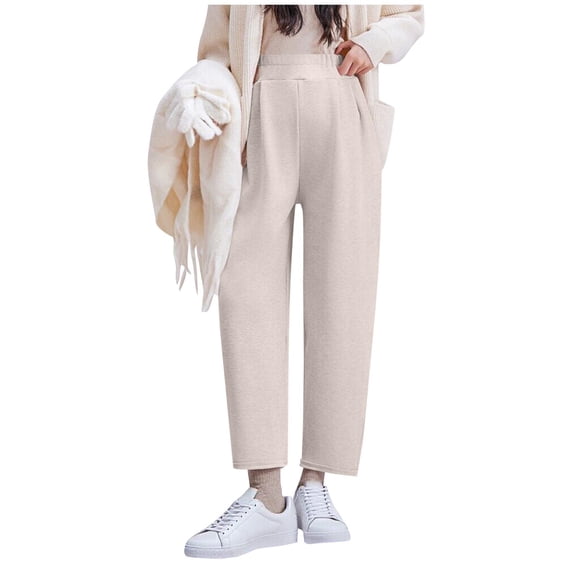 Bixock Women's Maternity Pants Elastic Waist Solid Color Over The Belly Straight Casual Wide Leg Pants with Pocket Pregnancy Clothes Pants