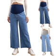 thumbnail image 1 of Bixock Women's Maternity Pants Jeans Over The Belly Support Stretch Pregnancy Denim Pant Loose Wide Leg Pants with Pockets Maternity Clothes, 1 of 6