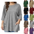 thumbnail image 1 of Bixock Women's Maternity Tops Casual 3/4 Sleeve Crew Neck Maternity Shirts Loose Pregnant Tops, 1 of 8