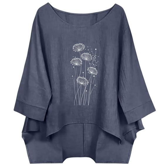 Bixock Women's Maternity Tops Casual Loose Short Sleeve Linen Round-Neck Maternity T-Shirt Printing Pregnant Top
