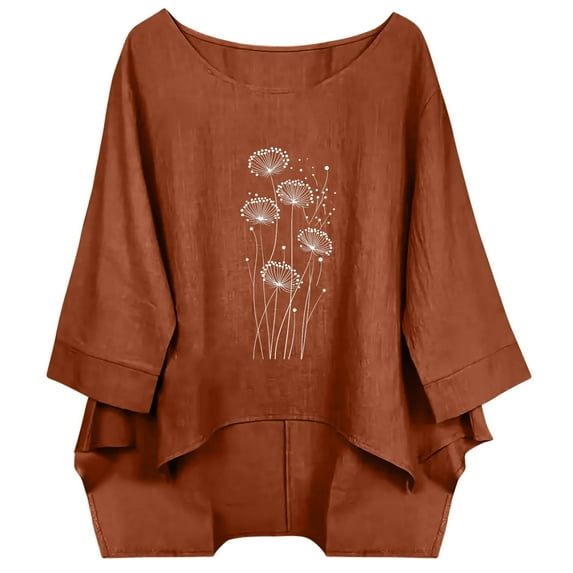 Bixock Women's Maternity Tops Casual Loose Short Sleeve Linen Round-Neck Maternity T-Shirt Printing Pregnant Top