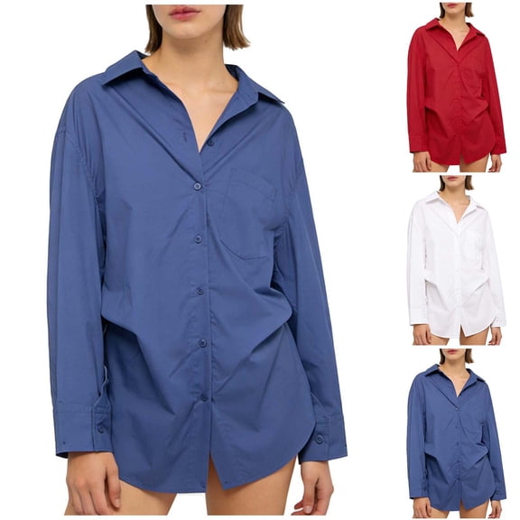 Bixock Women's Maternity Tops Long Sleeved Solid Color Button Maternity Shirts Casual Pregnant Top