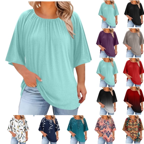 Bixock Women's Maternity Tops Loose Casual Short Sleeves Round Neck Maternity T-Shirt Plus Size Pregnant Top