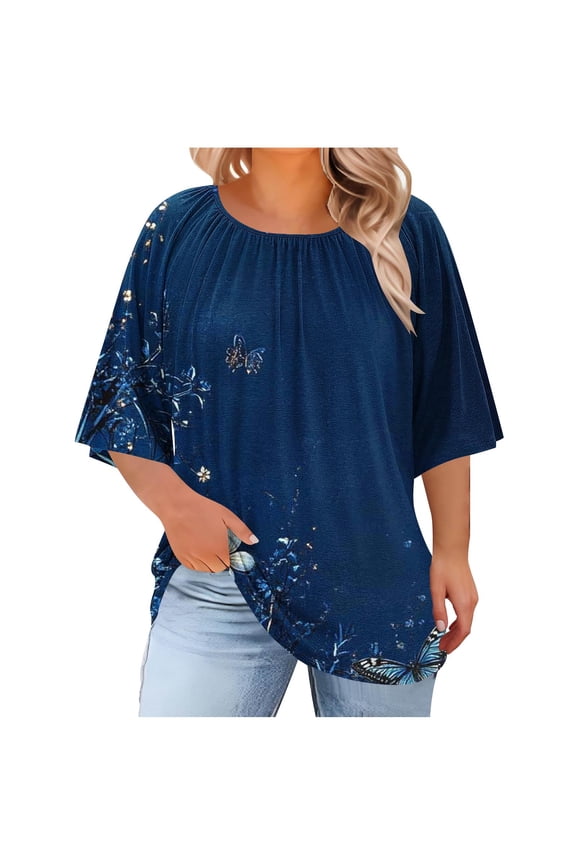 Women's Maternity Tops Loose Casual Short Sleeves Round Neck Maternity T-Shirt Plus Size Pregnant Top