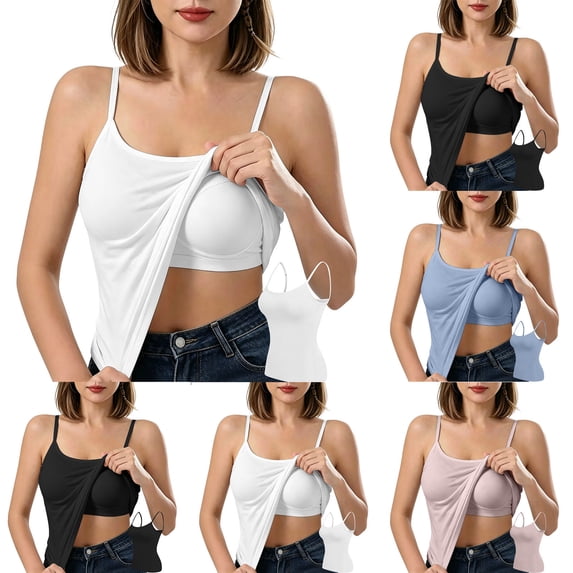 Bixock Women's Maternity Tops Sleeveless Pregnant Cami Tops Crew Neck Soft Breathable Maternity Tank Top with Built In Bra Comfortable Maternity Clothings