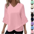 thumbnail image 1 of Bixock Women's Plus Size Tops,V-Neck Casual Tops,Solid Color Soft Stretchable Lightweight Basical Casual All Season T-shirts, 1 of 5