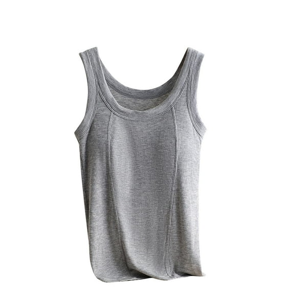 Bixock Women's Tank Top with Built In Bras,Soft Summer Sleeveless Blouse,Solid Color Ribbed Camisole With Built In Bra Layering Wear Tops