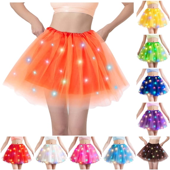 Bixock Women's Tutu Skirt Light Up LED Ballet High Waist A Line Fluffy Ballet Dress Up Costume for Women Party Dress
