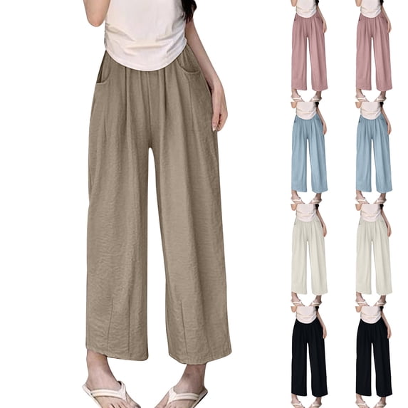 Bixock Women's Wide Leg Pants,Casual Loose Pants,Women Lightweight Solid Color High Waisted Loose Straight Soft Daily Leisure Wear Pants