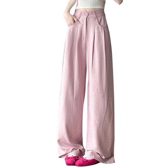 Bixock Women's Wide Leg Pants,Casual Loose Pants,Women Solid Color Versatile Straight Leg Pocket Cargo Outdoor Daily Leisure Pants
