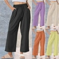 thumbnail image 1 of Bixock Women's Wide Leg Pants,Summer Casual Pants,Women Solid Color Drawstring Pocket Soft Stretchable Comfortable Lightweight Vacation Daily Leisure Relaxation Pants, 1 of 5