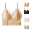 thumbnail image 1 of Bixock Women's Wireless Bras Solid Color Lace Tank Top Adjustable Spaghetti Straps Beautiful Back Built In Fixe Breathable Inner Wear Bra, 1 of 5